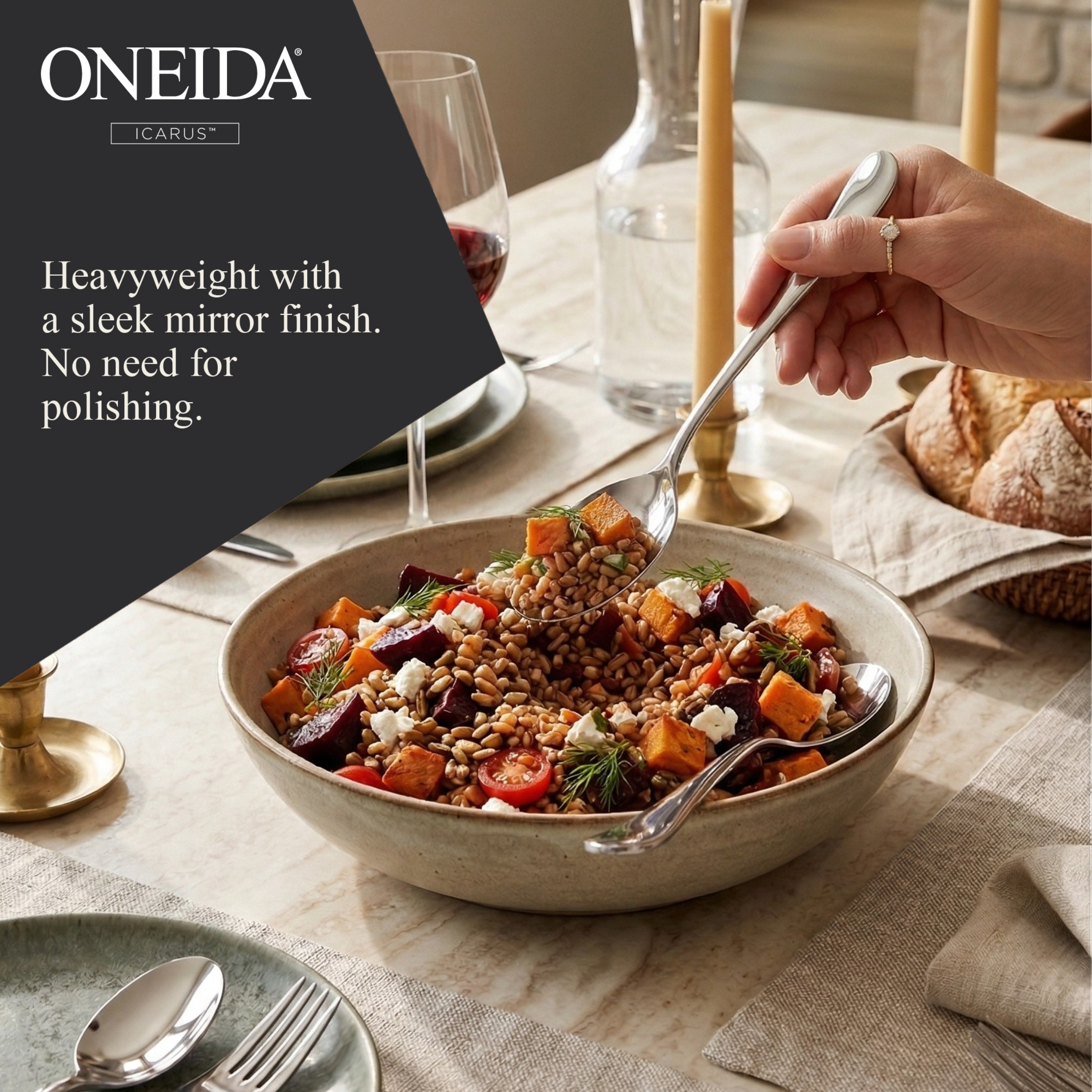 ONEIDA ICARUS Stainless Steel Serving Spoons – Set of 2