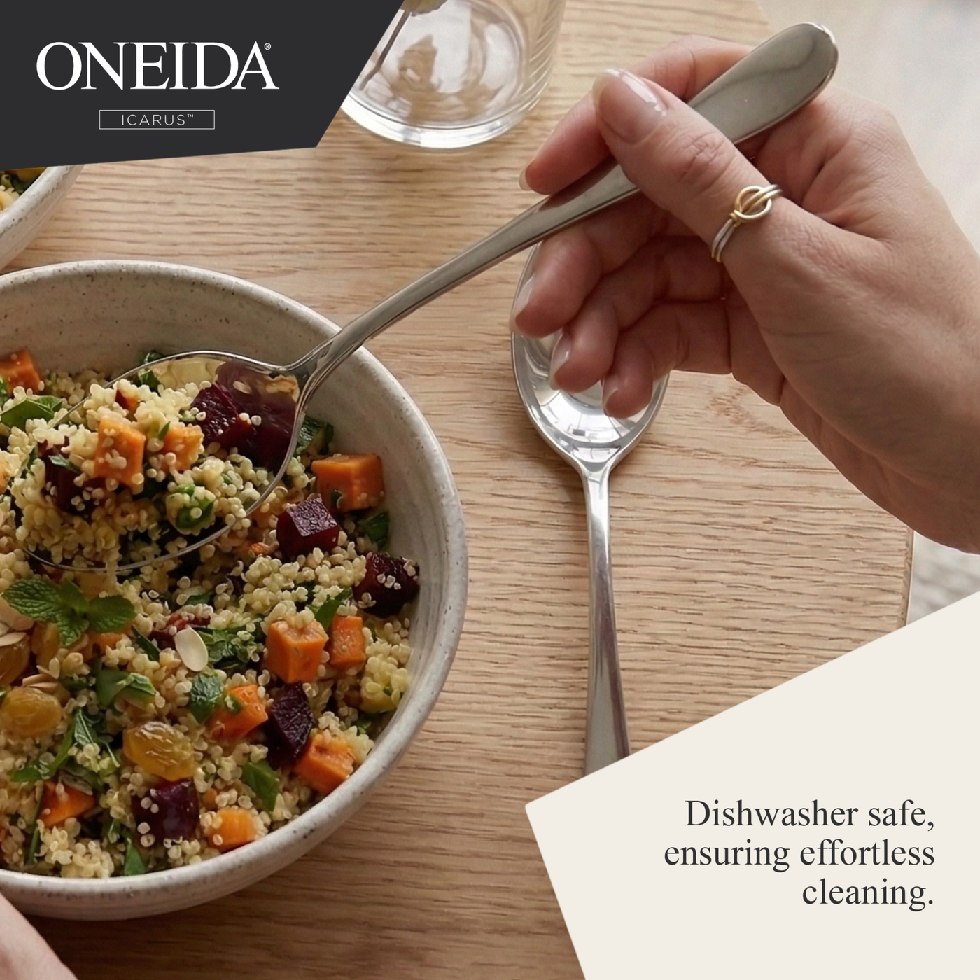ONEIDA ICARUS Stainless Steel Serving Spoons – Set of 2