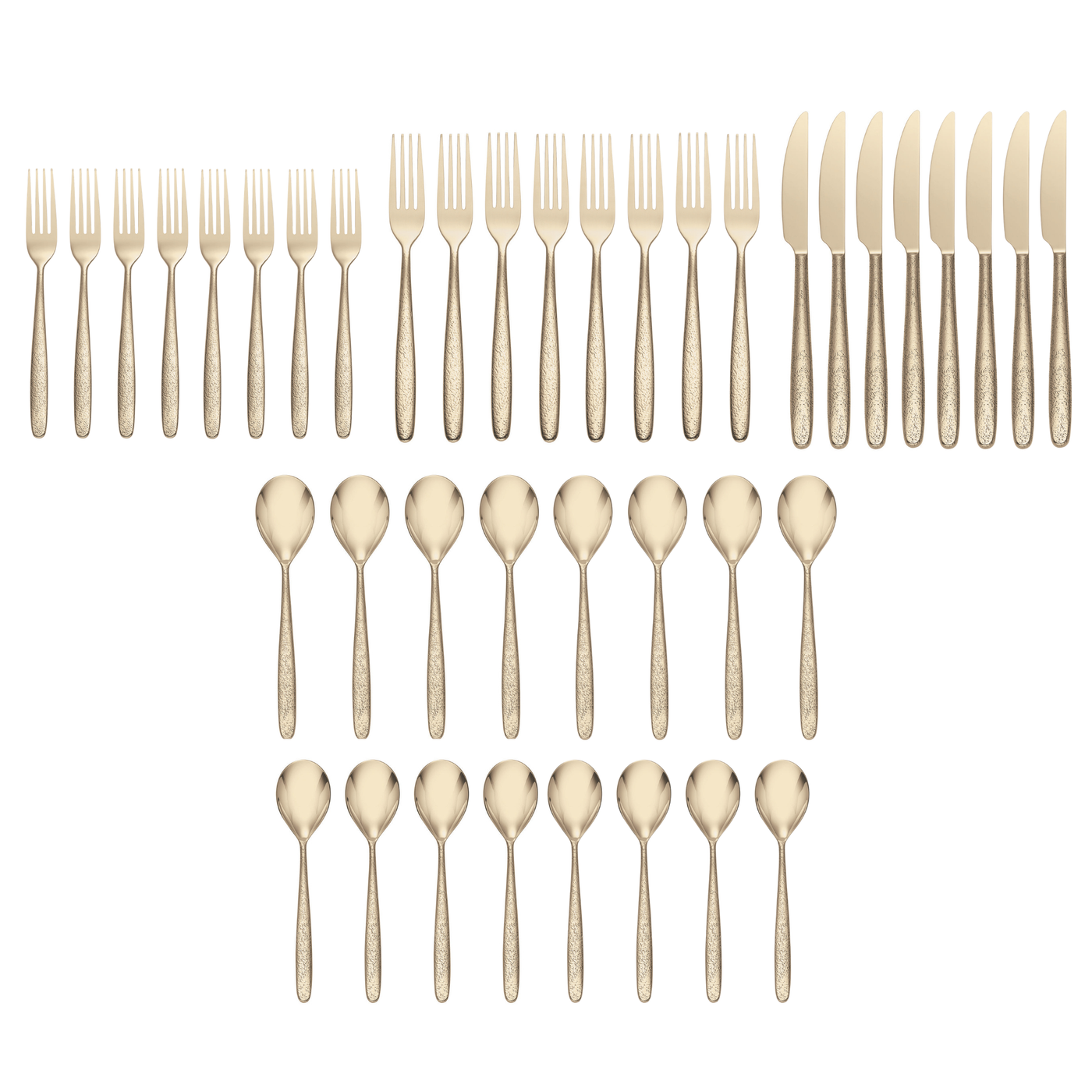 ONEIDA Storm Champagne Gold 40 Pieces Cutlery Set - Stainless Steel - 8 Person Place Setting