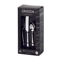 Oneida cutlery set packaging with silverware inside on a white background