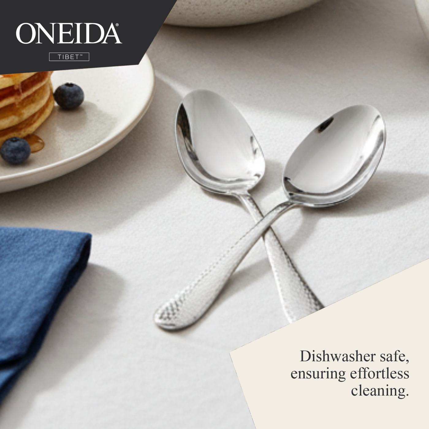 ONEIDA TIBET Stainless Steel Serving Spoons – Set of 2