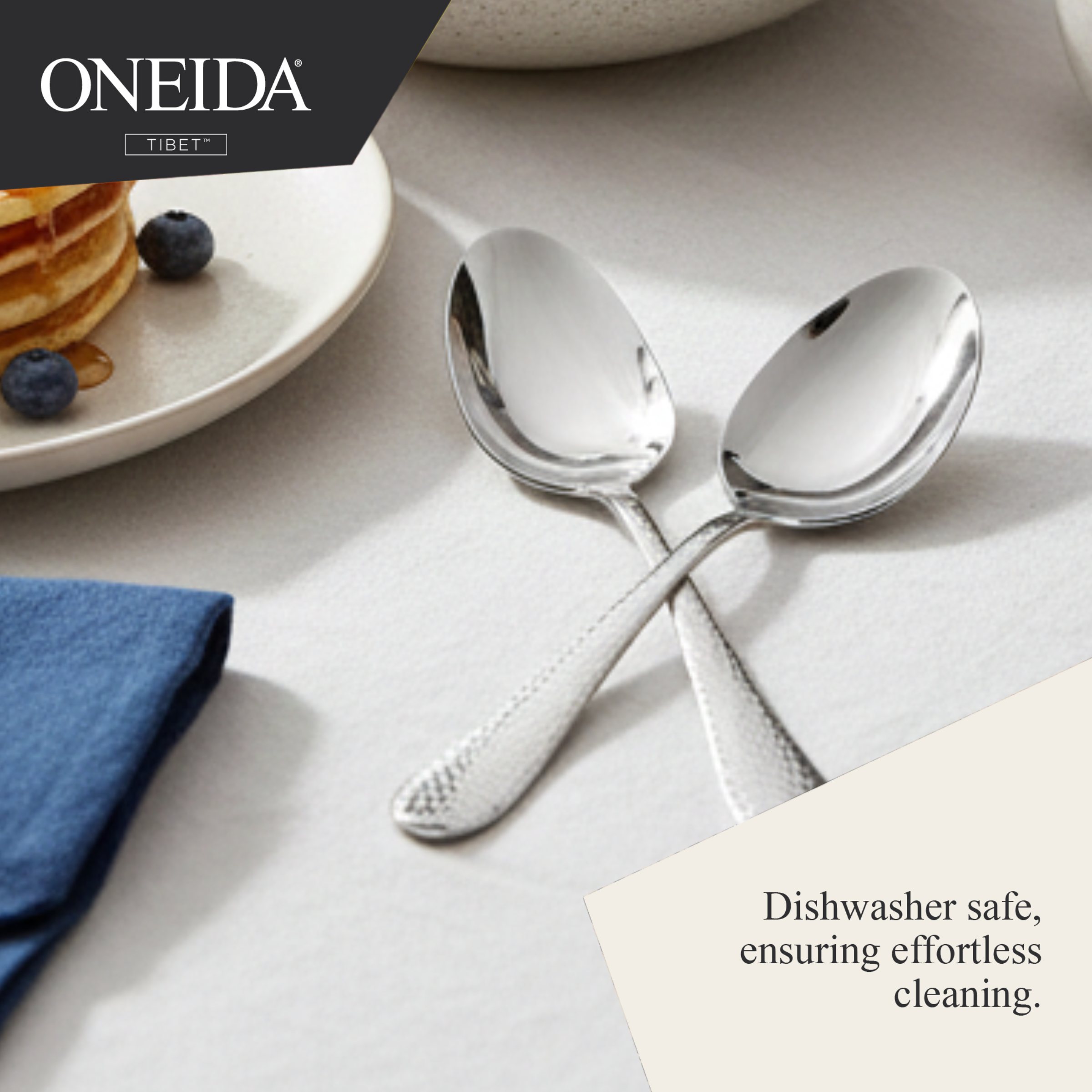 ONEIDA TIBET Stainless Steel Serving Spoons – Set of 2