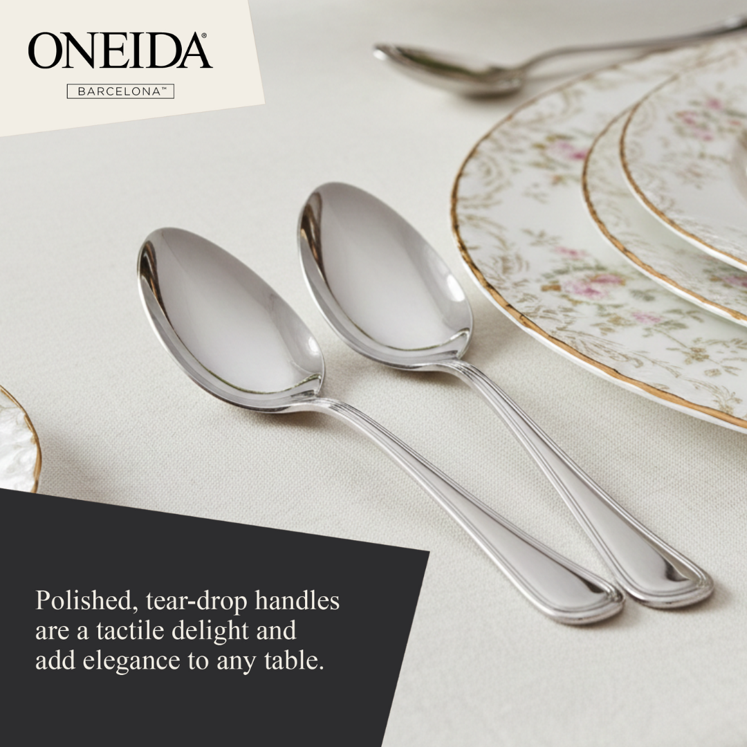 ONEIDA BARCELONA Stainless Steel Serving Spoons – Set of 2