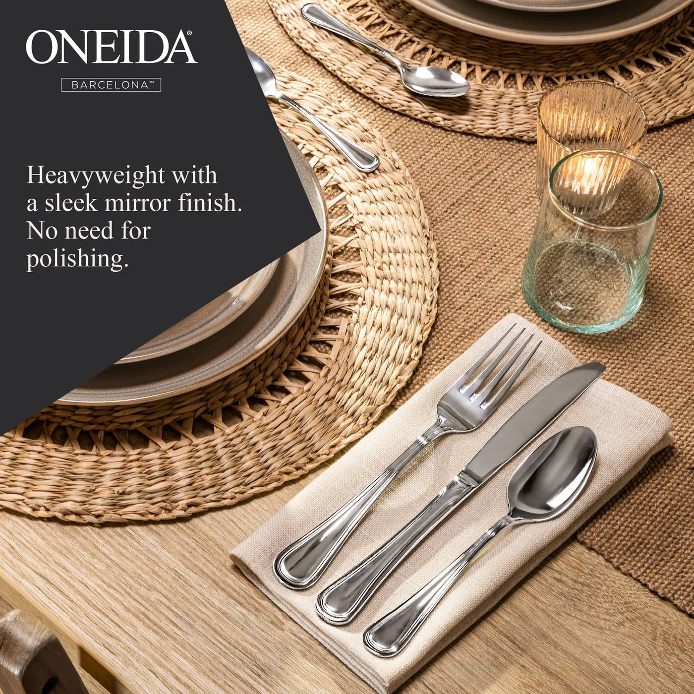 ONEIDA Barcelona 16 Pieces Cutlery Set- Stainless Steel - 4 Person Place Setting