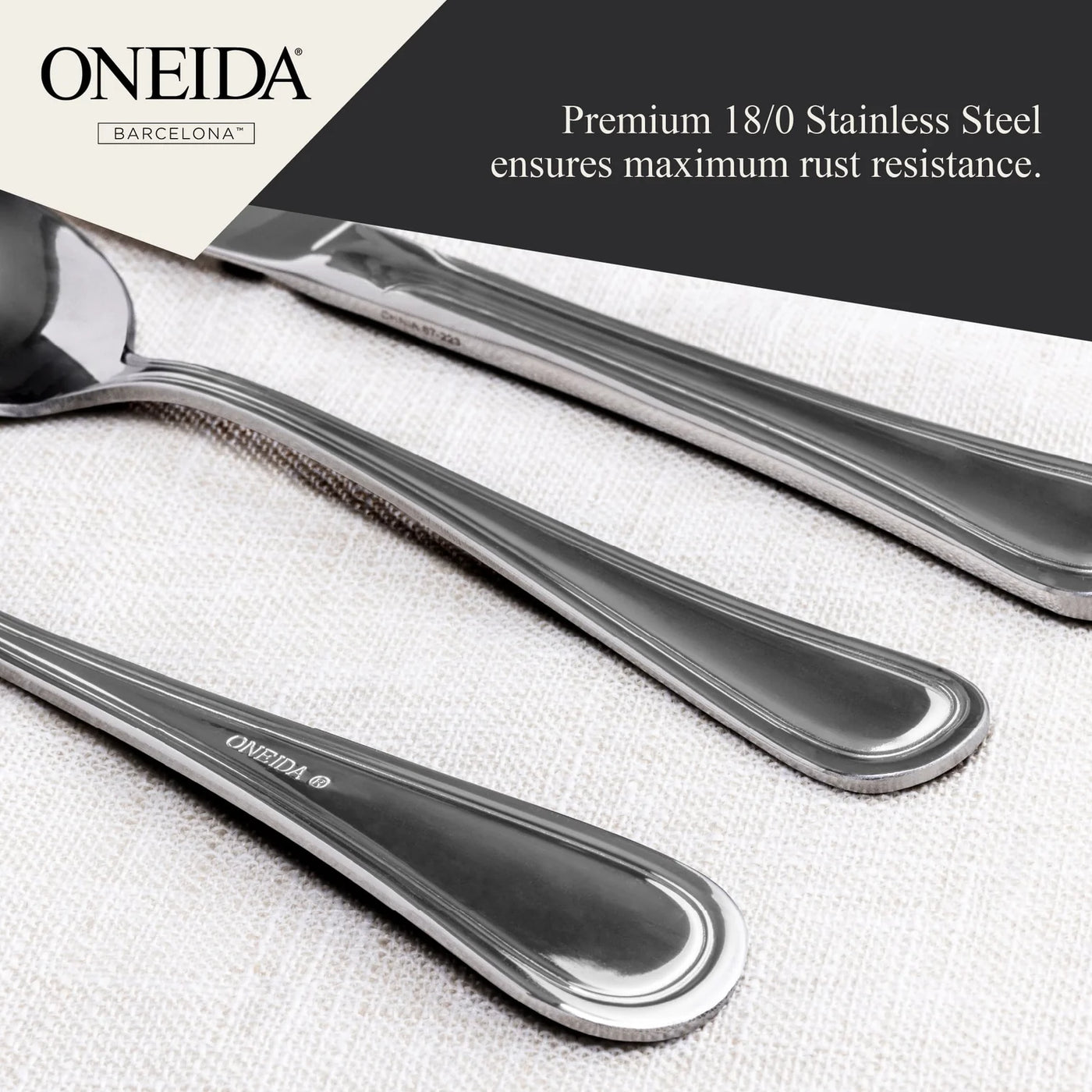 ONEIDA Barcelona 16 Pieces Cutlery Set- Stainless Steel - 4 Person Place Setting