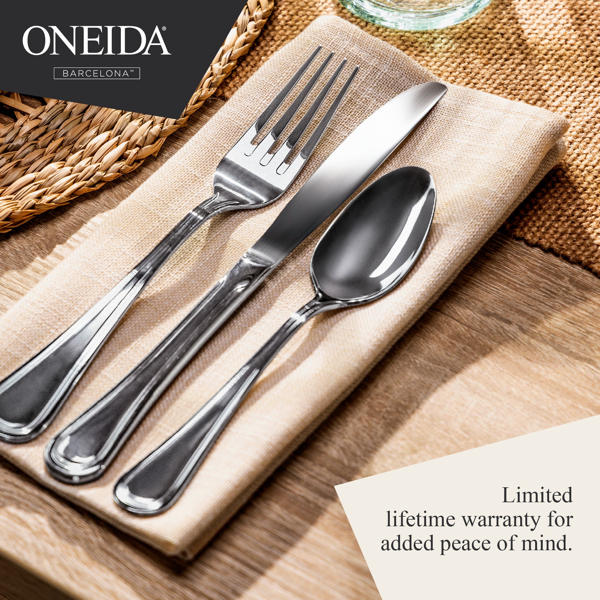ONEIDA BARCELONA Stainless Steel Teaspoons – Set of 6