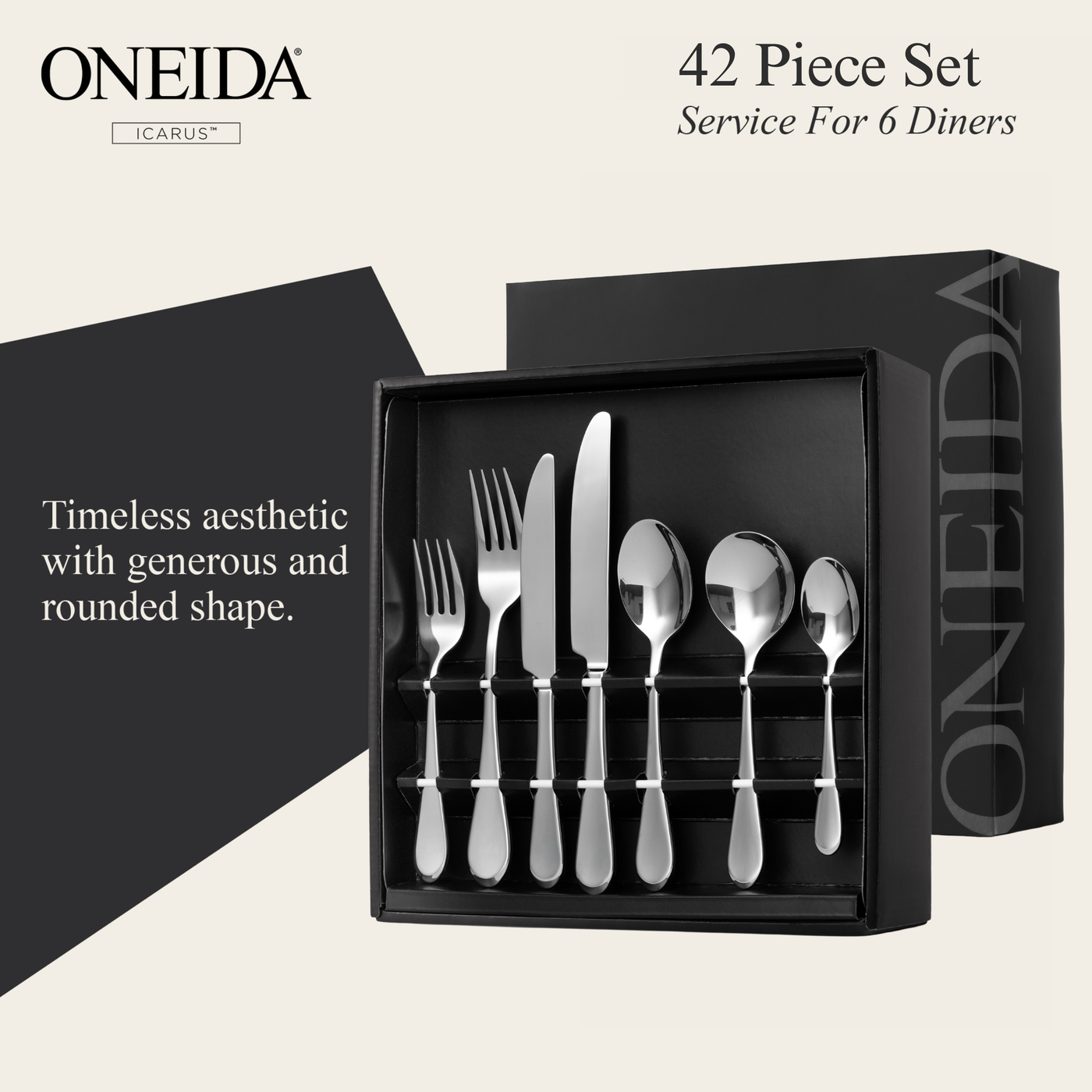 ONEIDA ICARUS 42-Piece Stainless Steel Cutlery Set – 6 Place Settings