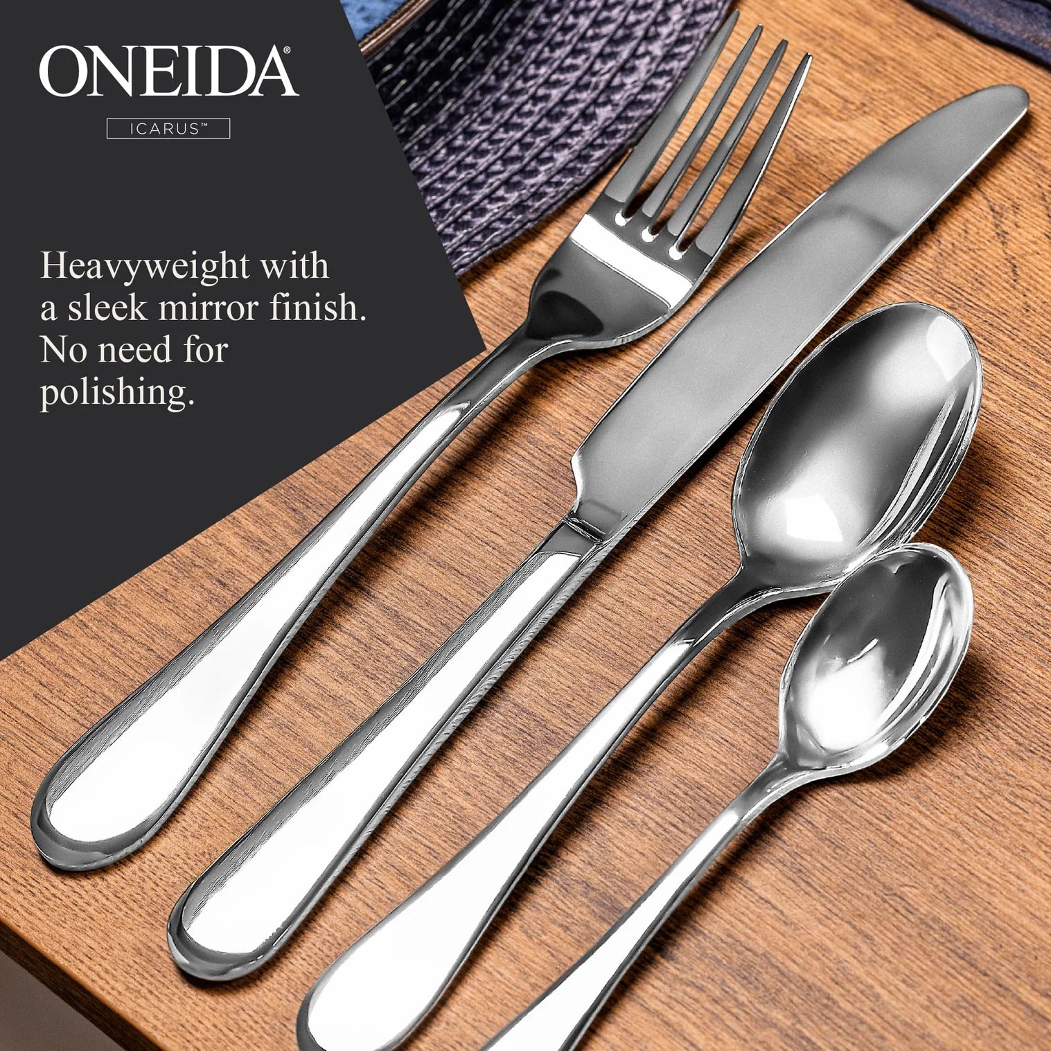 ONEIDA Icarus 16 Pieces Cutlery Set - Stainless Steel - 4 Person Place Setting
