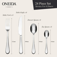 ONEIDA Icarus 24 Pieces Cutlery Set - Stainless Steel - 6 Person Place Setting