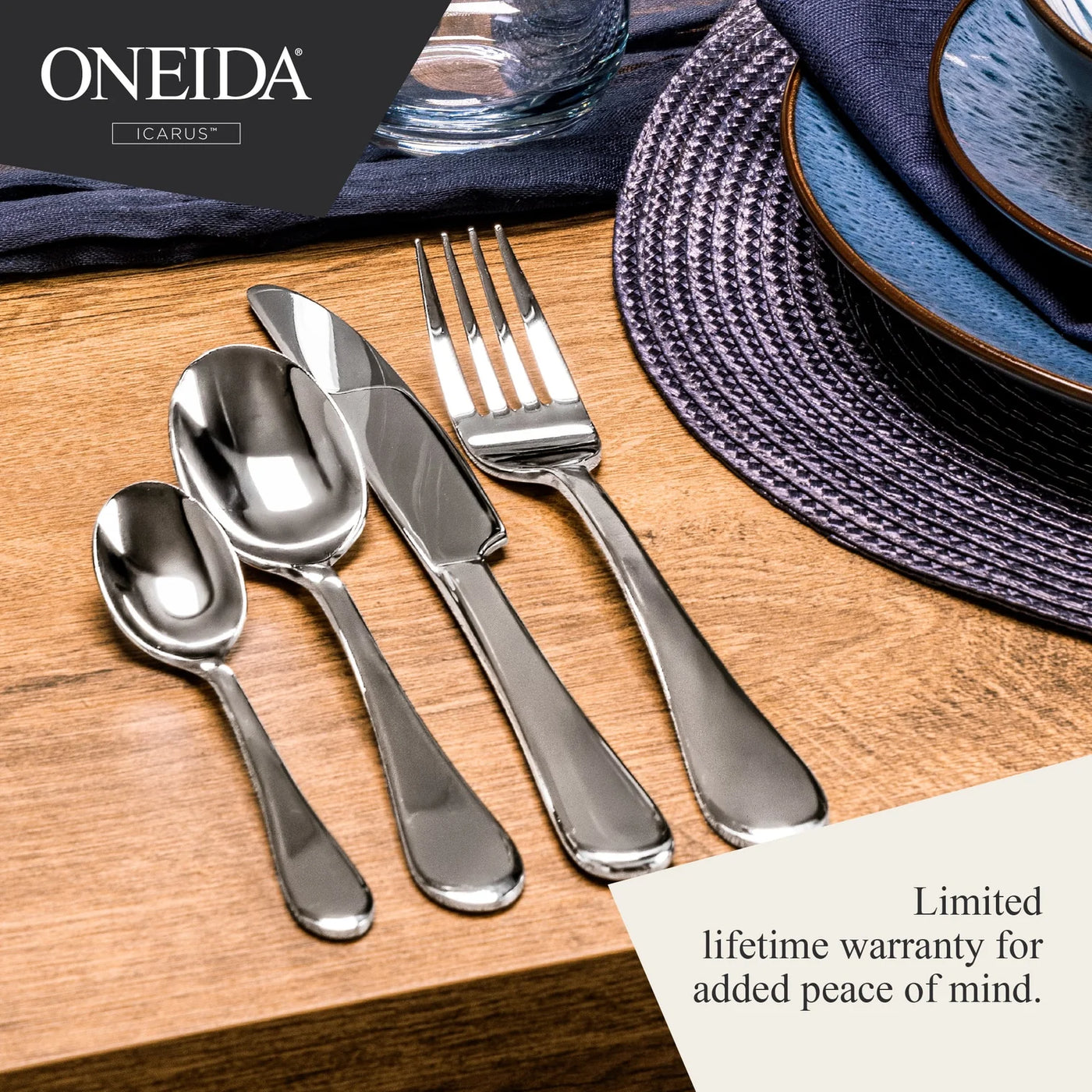 ONEIDA Icarus 16 Pieces Cutlery Set - Stainless Steel - 4 Person Place Setting