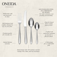 ONEIDA Mascagni II 24 Pieces Cutlery Set - Stainless Steel - 6 Person Place Setting