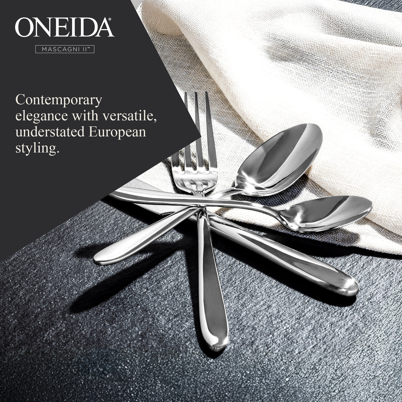 ONEIDA Mascagni II 24 Pieces Cutlery Set - Stainless Steel - 6 Person Place Setting