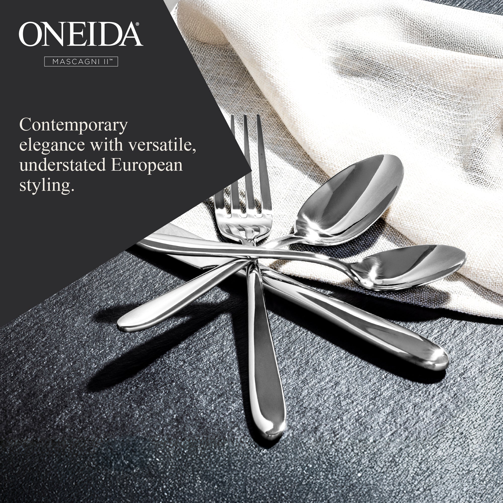 ONEIDA Mascagni II 24 Pieces Cutlery Set - Stainless Steel - 6 Person Place Setting