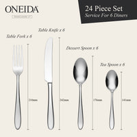 ONEIDA Mascagni II 24 Pieces Cutlery Set - Stainless Steel - 6 Person Place Setting