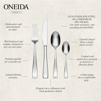 ONEIDA Moda II 16 Pieces Cutlery Set - Stainless Steel - 4 Person Place Setting