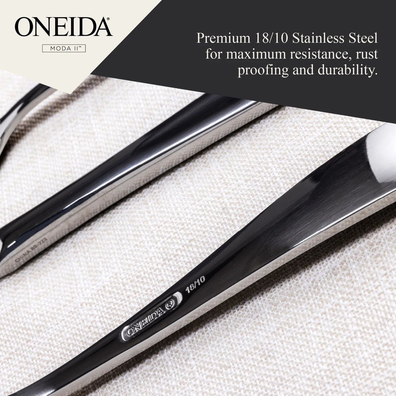 ONEIDA Moda II 24 Pieces Cutlery Set - Stainless Steel - 6 Person Place Setting
