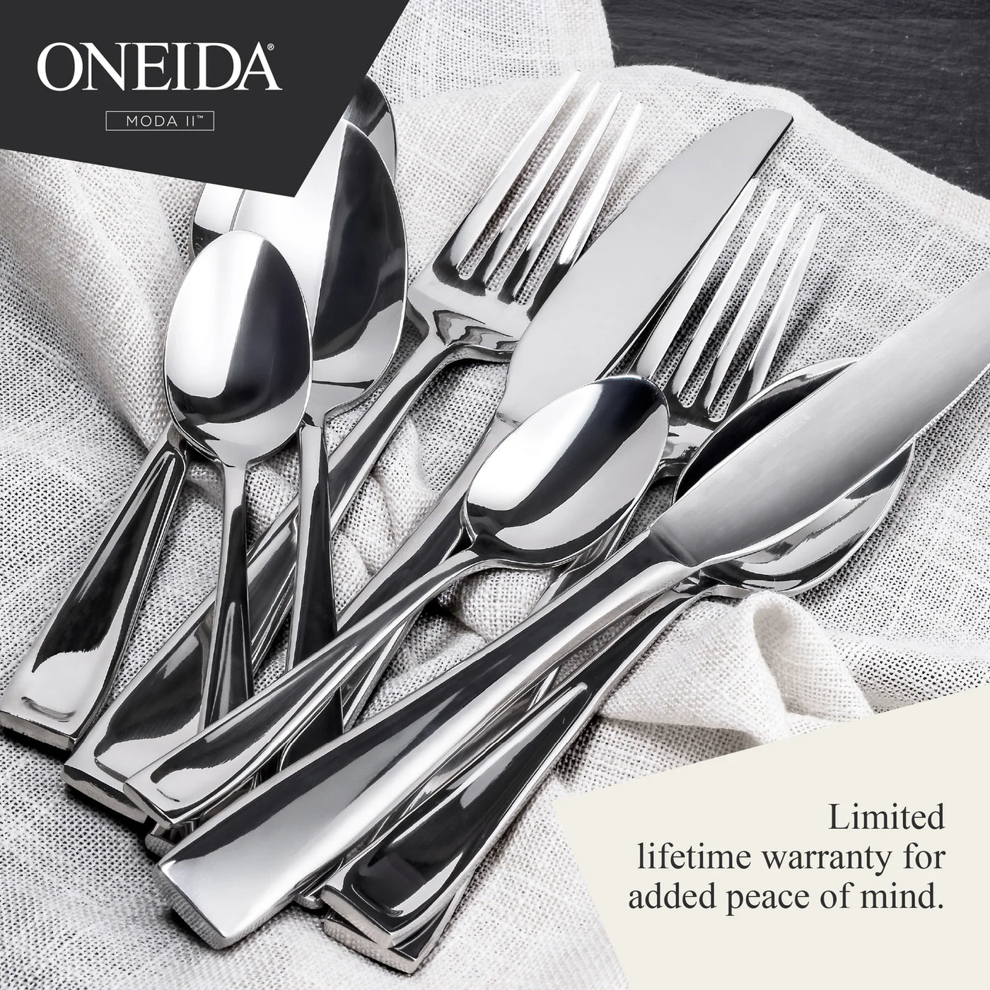 ONEIDA Moda II 32 Pieces Cutlery Set - Stainless Steel - 8 Person Place Setting