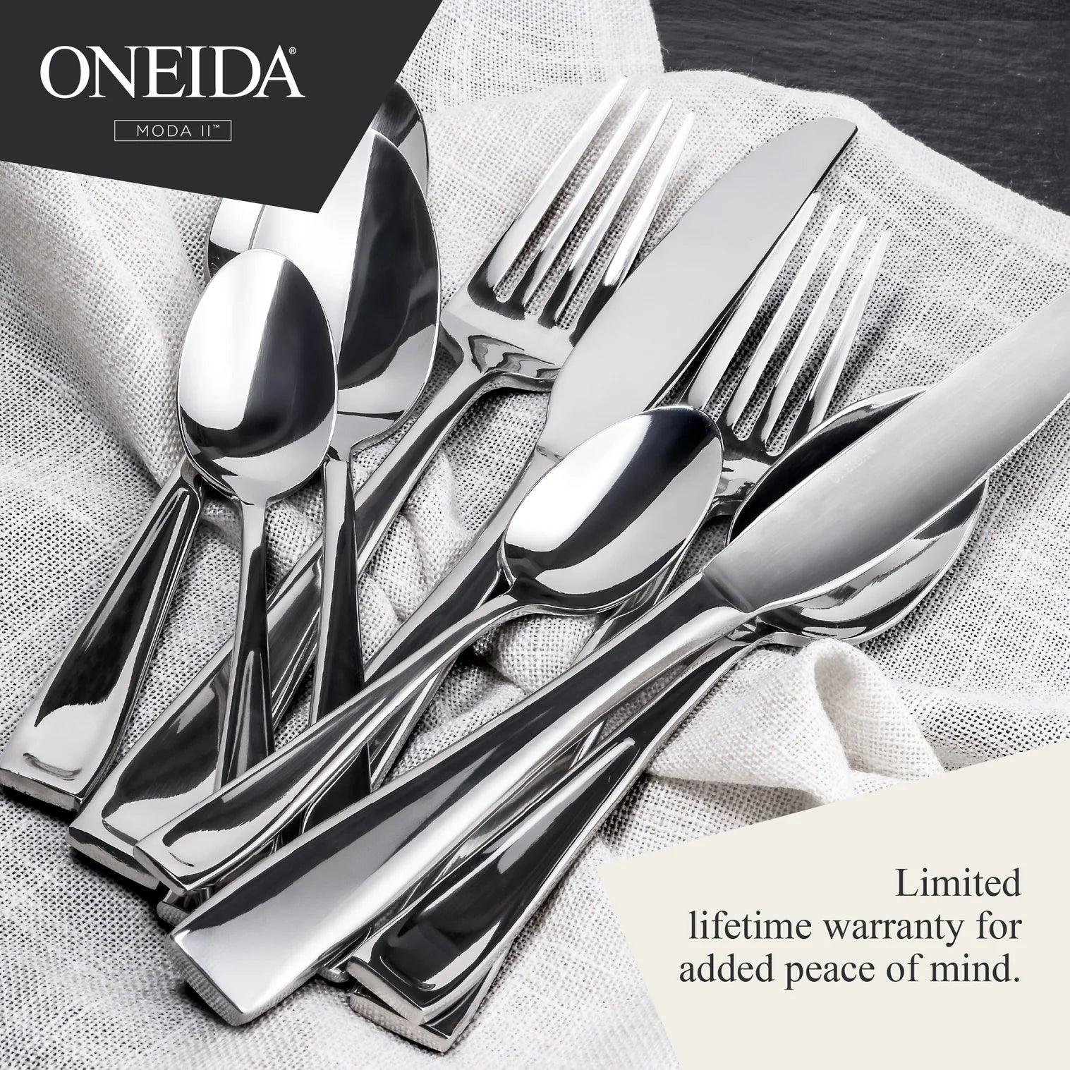 ONEIDA Moda II 24 Pieces Cutlery Set - Stainless Steel - 6 Person Place Setting
