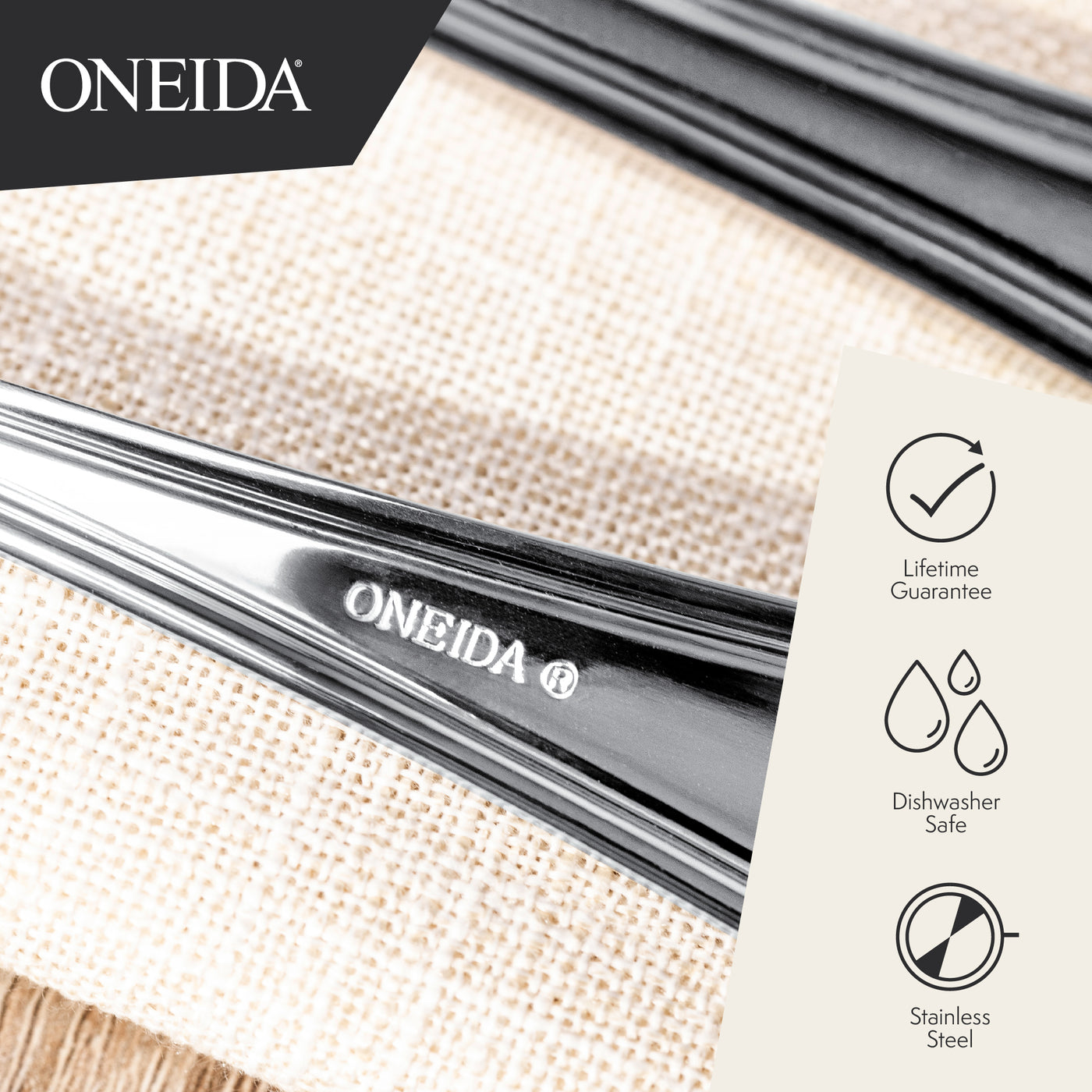 ONEIDA VOSS Stainless Steel Serving Spoons – Set of 2