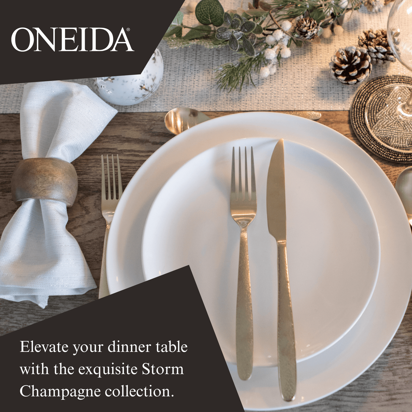 Oneida Storm Champagne Cutlery Festive Table