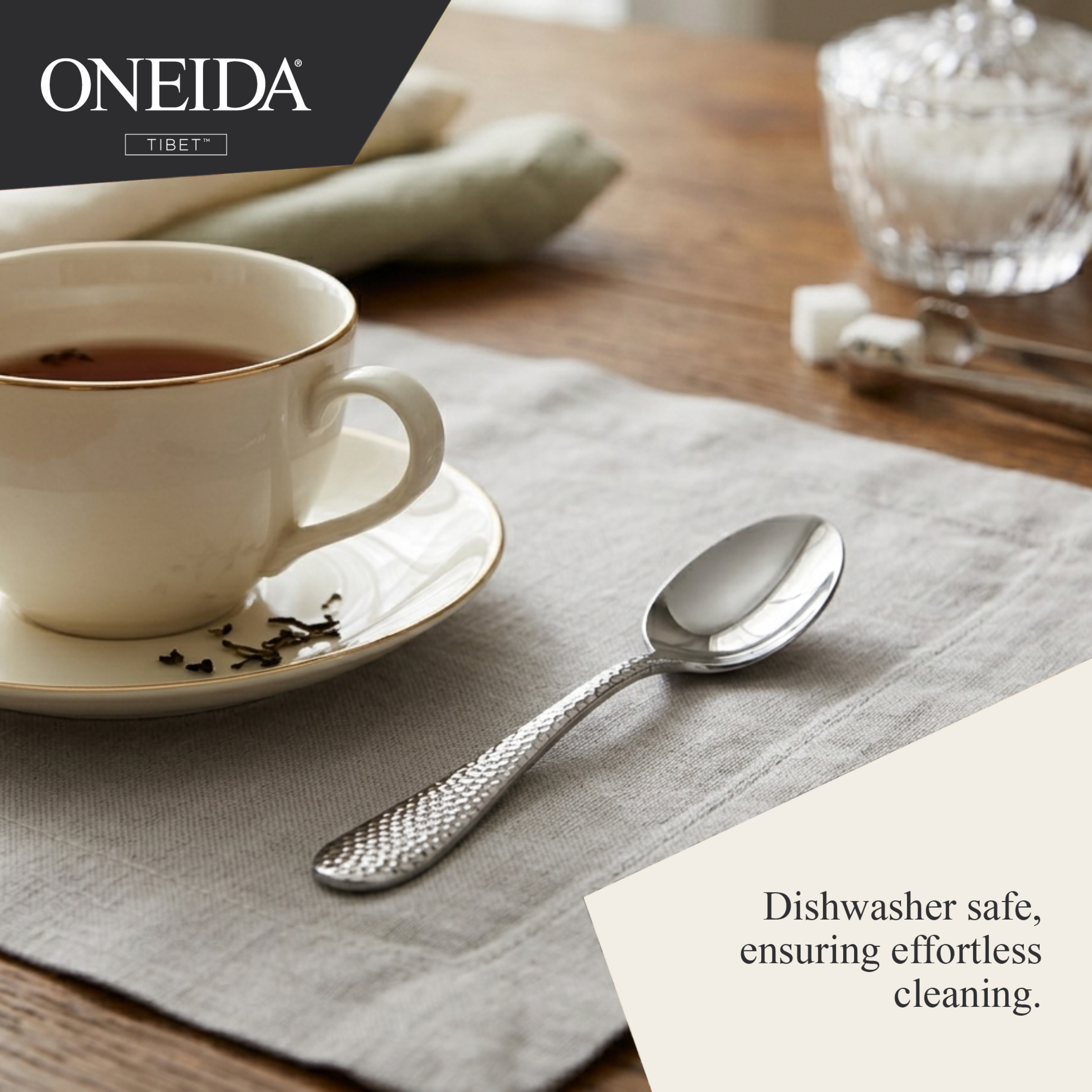 ONEIDA TIBET Stainless Steel Teaspoons – Set of 6