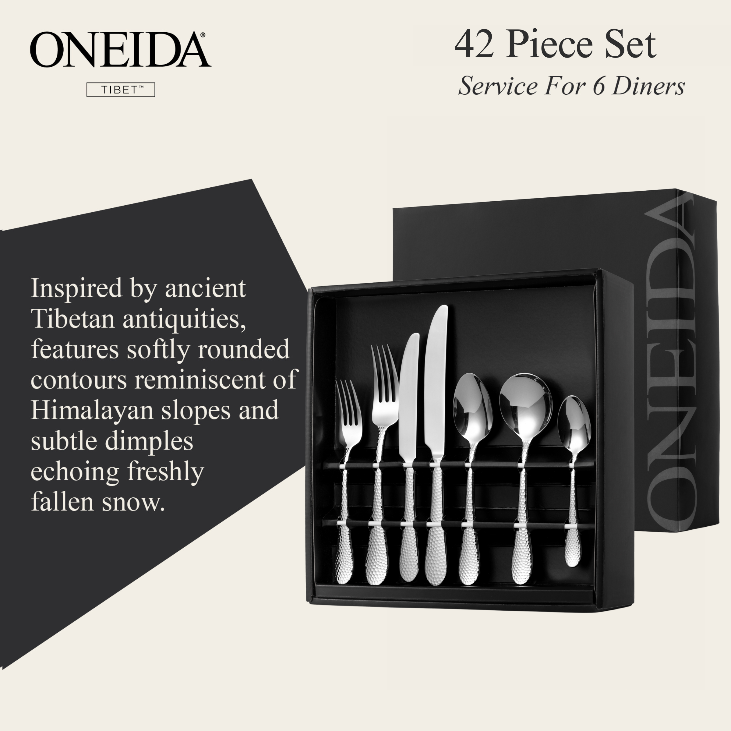 ONEIDA TIBET 42-Piece Stainless Steel Cutlery Set – 6 Place Settings