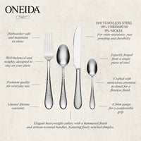 ONEIDA TIBET Stainless Steel Teaspoons – Set of 6