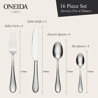ONEIDA Tibet 16 Pieces Cutlery Set - Stainless Steel - 4 Person Place Setting