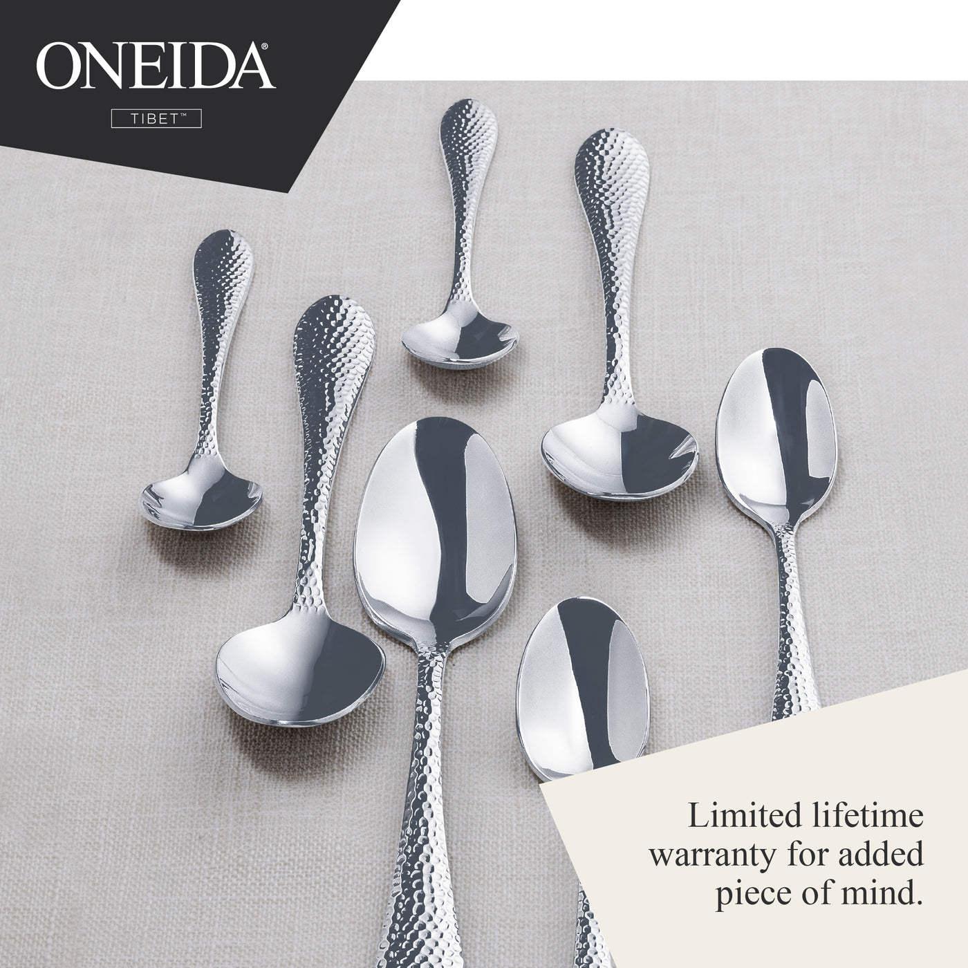 ONEIDA TIBET Stainless Steel Teaspoons – Set of 6
